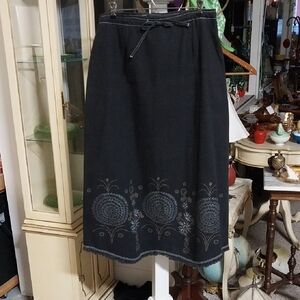 Black Patterned Jean Skirt by benard